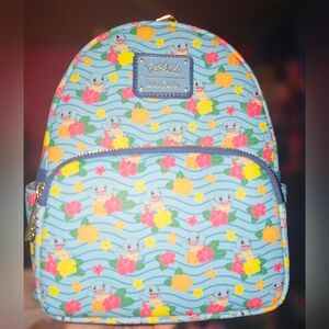Brand New! Loungefly x Pokemon Squirtle Flower All Over Print Mini Backpack